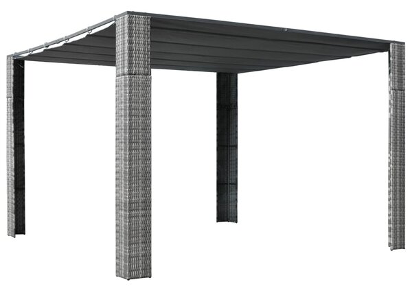 Szürke és antracit polyrattan pavilon tetővel 300x300x220 cm