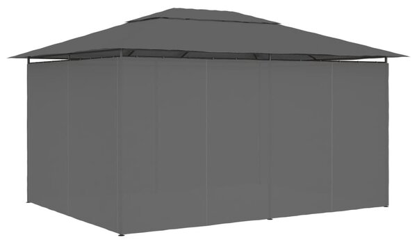 Antracitszürke kerti pavilon függönyökkel 4 x 3 m