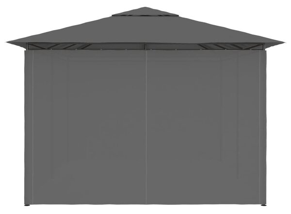 Antracitszürke kerti pavilon függönyökkel 4 x 3 m