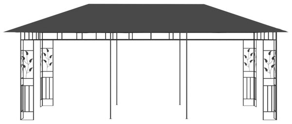 Antracitszürke pavilon szúnyoghálóval 6 x 3 x 2,73 m