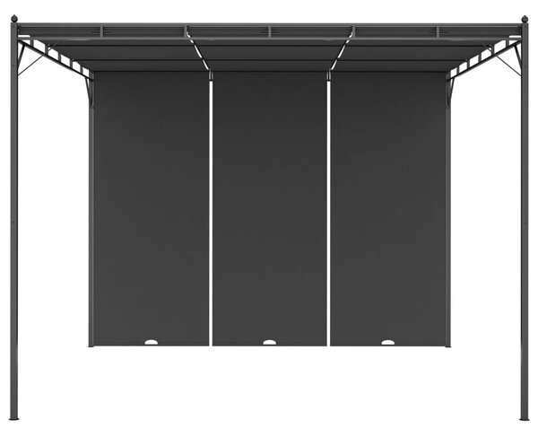Antracitszürke kerti pavilon oldalfüggönnyel 3 x 3 x 2,25 m