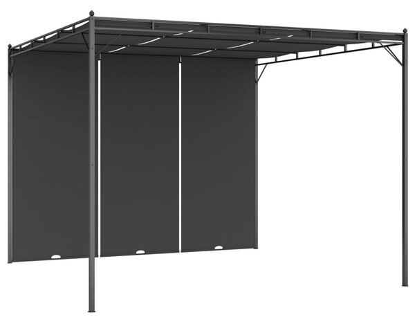 Antracitszürke kerti pavilon oldalfüggönnyel 3 x 3 x 2,25 m