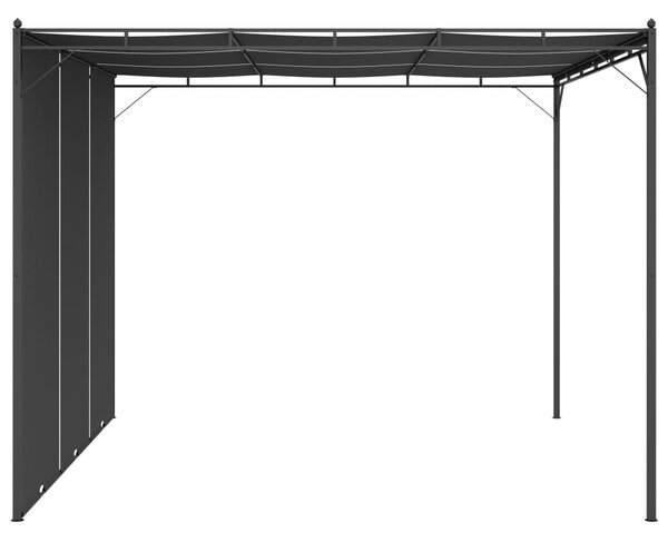 Antracitszürke kerti pavilon oldalfüggönnyel 3 x 3 x 2,25 m