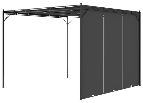 Antracitszürke kerti pavilon oldalfüggönnyel 3 x 3 x 2,25 m