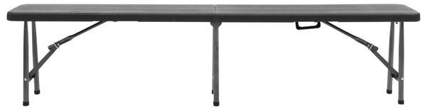 2 db fekete összecsukható HDPE kerti pad 180 cm