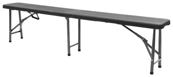 2 db fekete összecsukható HDPE kerti pad 180 cm