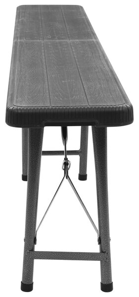 2 db fekete összecsukható HDPE kerti pad 180 cm