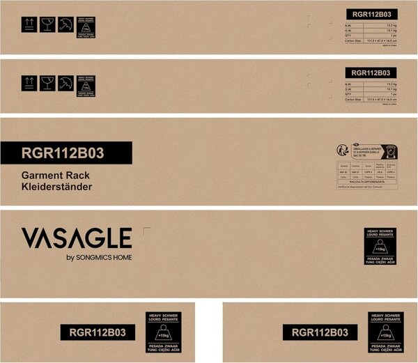 Fogas, Vasagle, fekete, 100x45x160 cm