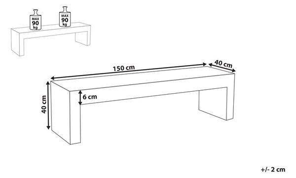 Kerti pad TARANTO 150 cm Beton Fehér