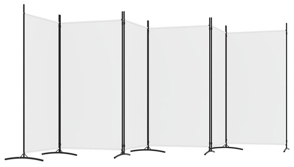 6 paneles fehér szövet térelválasztó 520x180 cm