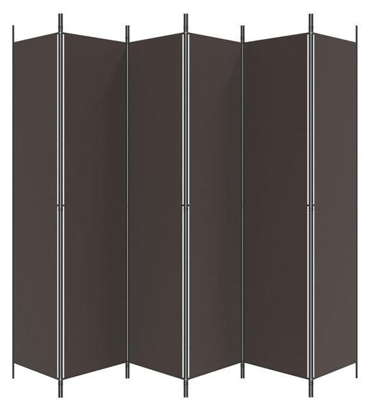 6 paneles barna szövet paraván 300 x 220 cm