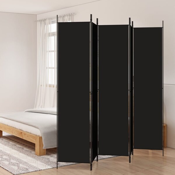 5 paneles fekete szövet térelválasztó 250x220 cm