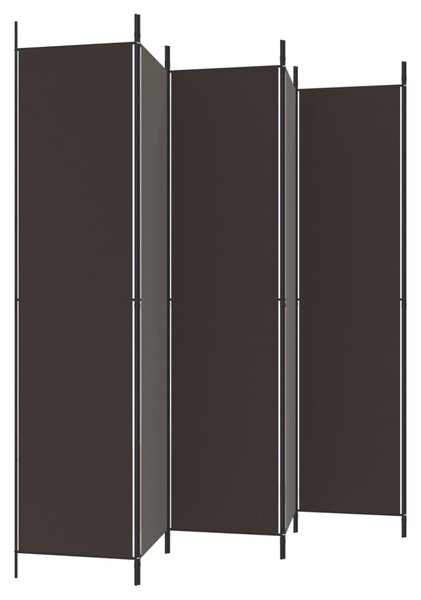 6 paneles barna szövet paraván 300 x 220 cm