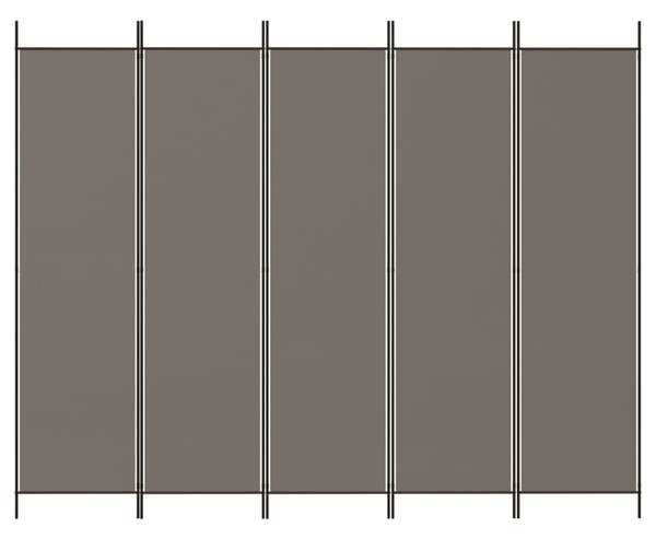 5 paneles antracitszürke szövet térelválasztó 250x200 cm
