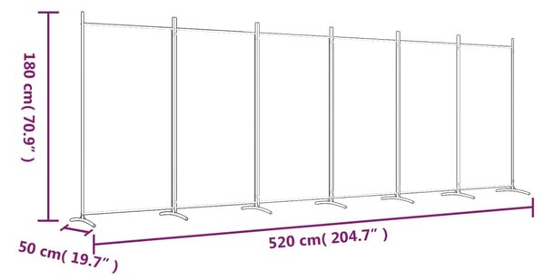 6 paneles fekete szövet térelválasztó 520x180 cm