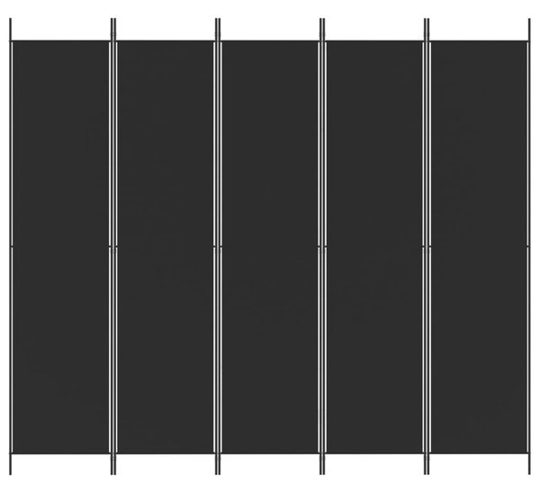 5 paneles fekete szövet térelválasztó 250x220 cm
