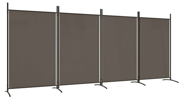 4 paneles antracitszürke szövet térelválasztó 346x180 cm