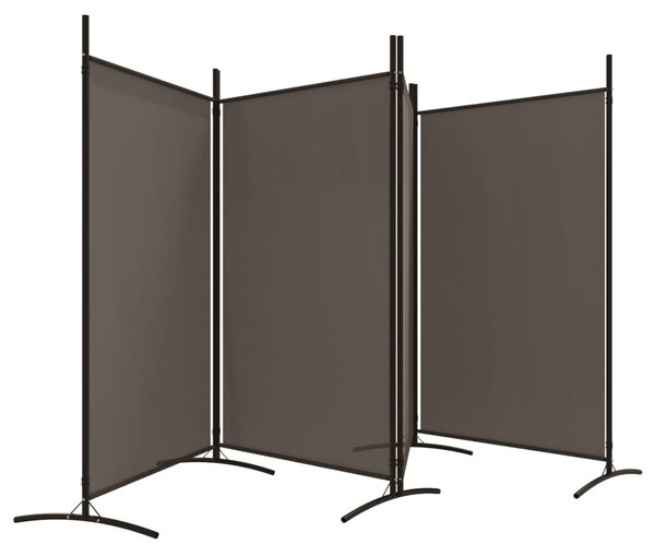 4 paneles antracitszürke szövet térelválasztó 346x180 cm