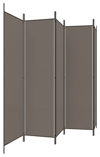 5 paneles antracitszürke szövet térelválasztó 250x200 cm