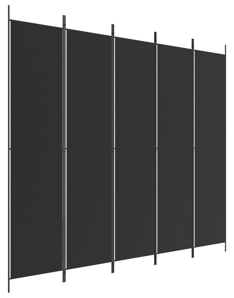 5 paneles fekete szövet térelválasztó 250x220 cm