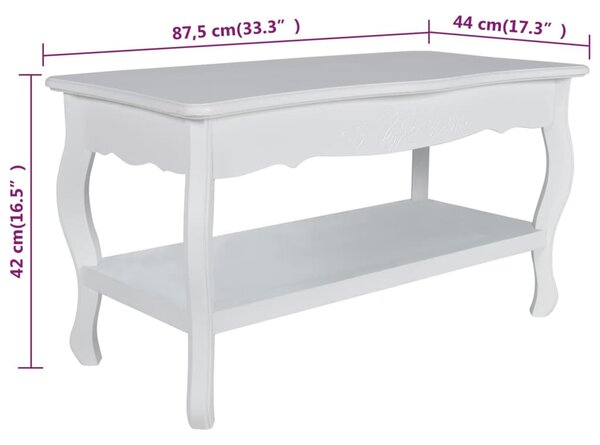 2 szintes fehér MDF dohányzóasztal