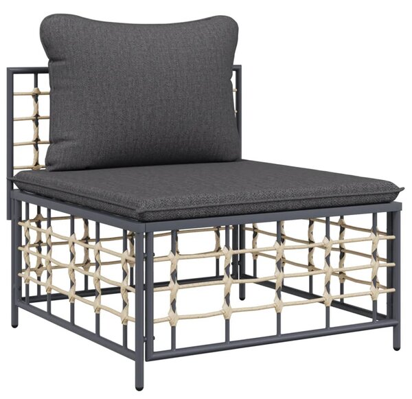 VidaXL 9 részes antracitszürke polyrattan kerti ülőgarnitúra párnákkal