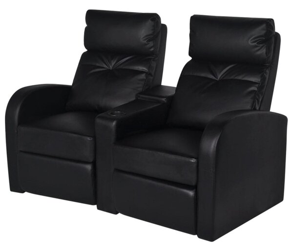 VidaXL 2 személyes fekete dönthető támlájú műbőr fotel