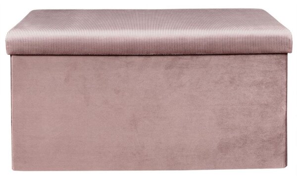 Összehajtható tárolós pad, bársony 77x33 cm, púderrózsaszín - CLOE