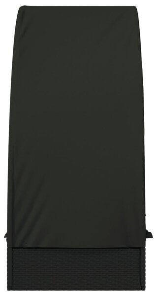 Fekete polyrattan napágy kerek tetővel 211 x 57 x 140 cm