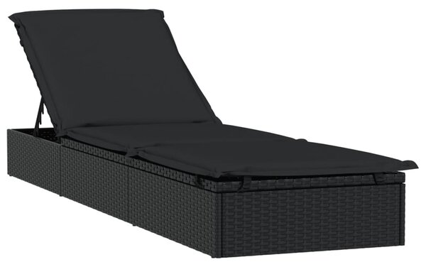 Fekete polyrattan napágy kerek tetővel 211 x 57 x 140 cm