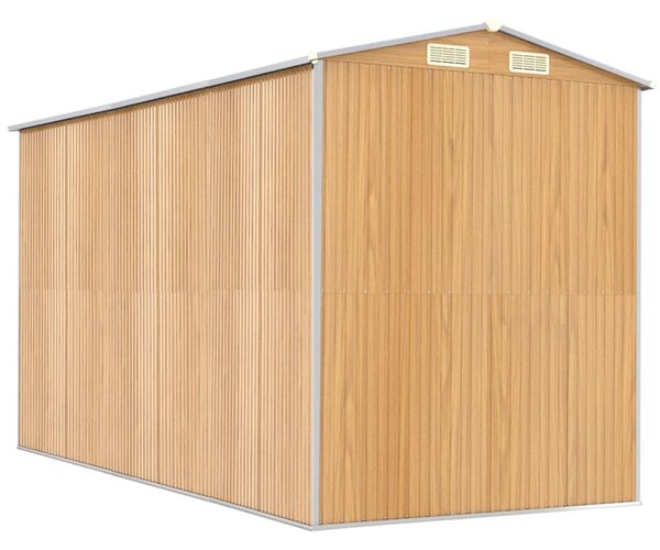 Világosbarna horganyzott acél kerti fészer 192x357x223 cm