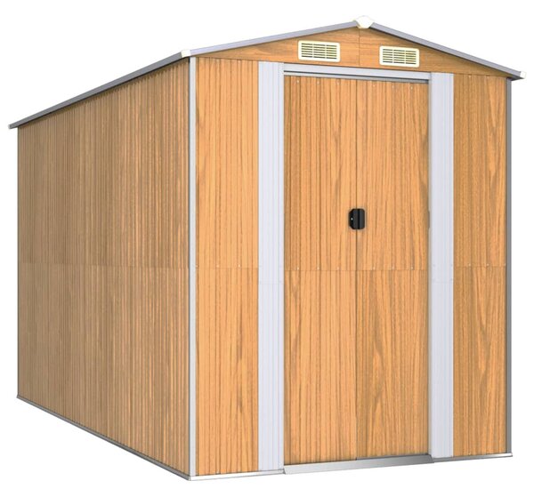 Világosbarna horganyzott acél kerti fészer 192x357x223 cm