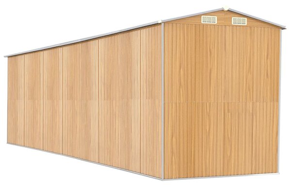 Világosbarna horganyzott acél kerti fészer 192x772x223 cm