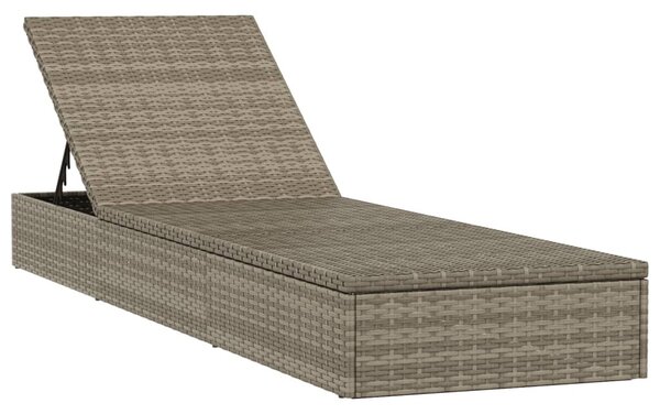 1 db szürke polyrattan napozóágy párnával 201 x 55 x 62 cm