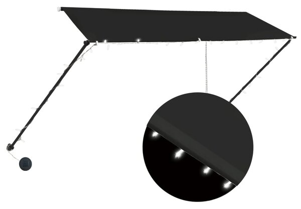 Feltekerhető antracitszürke napellenző LED-del 300 x 150 cm