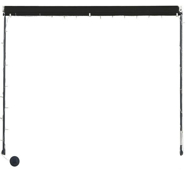 Feltekerhető antracitszürke napellenző LED-del 300 x 150 cm