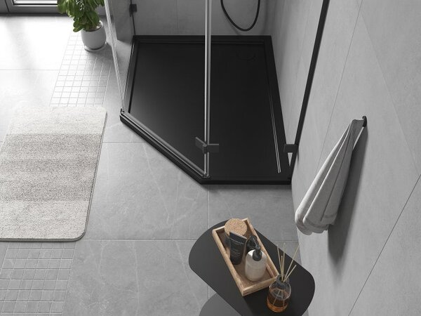 Mexen Flow lapos bal ötszögletű zuhanytálca 100 x 80 cm, fekete matt - 46P708010L
