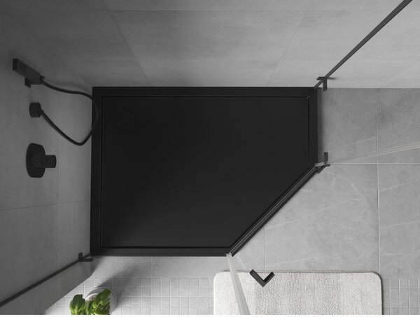 Mexen Flow lapos bal ötszögletű zuhanytálca 100 x 80 cm, fekete matt - 46P708010L