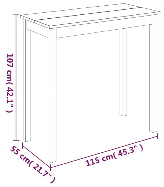 Fekete MDF bárasztal 115 x 55 x 107 cm