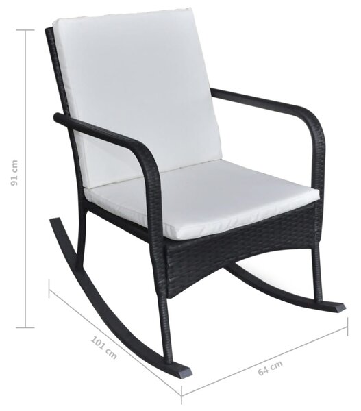 Fekete polyrattan kültéri hintaszék