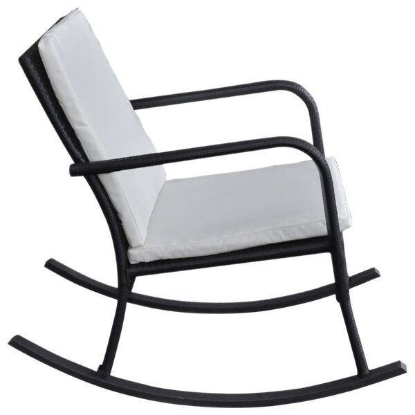 Fekete polyrattan kültéri hintaszék