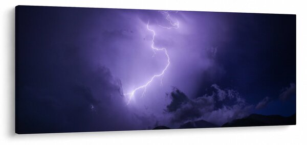 Kép - lila égbolt és villám (120x50 cm)