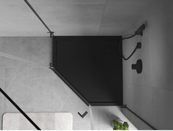 Mexen Flow ötszögletű slim zuhanytálca 90 x 90 cm, fekete matt - 46P709090