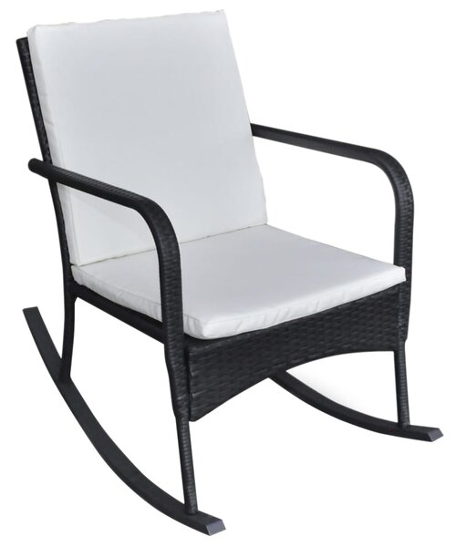 Fekete polyrattan kültéri hintaszék