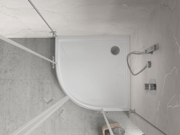 Mexen Flow+ félköríves zuhanytálca 80 x 80 cm, fehér fényes - 46Q108080H