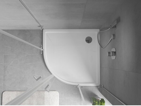 Mexen Flow félköríves slim zuhanytálca 80 x 80 cm, fehér fényes - 46Q108080