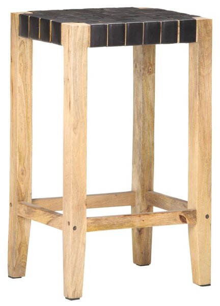 2 db fekete valódi bőr bárszék 75 cm