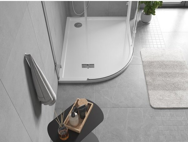 Mexen Flow félköríves aszimmetrikus slim jobb zuhanytálca 100 x 80 cm, fehér fényes - 46Q108010R