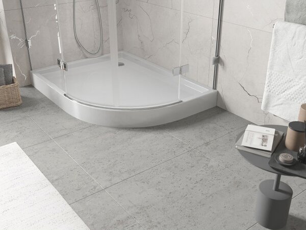 Mexen Flow+ aszimmetrikus bal félköríves zuhanytálca 90 x 80 cm, fehér fényes - 46Q108090LH
