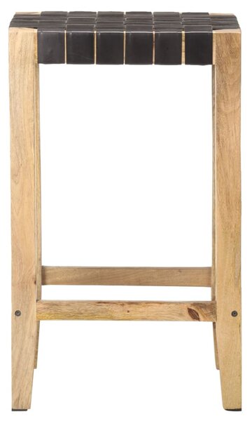 2 db fekete valódi bőr bárszék 75 cm